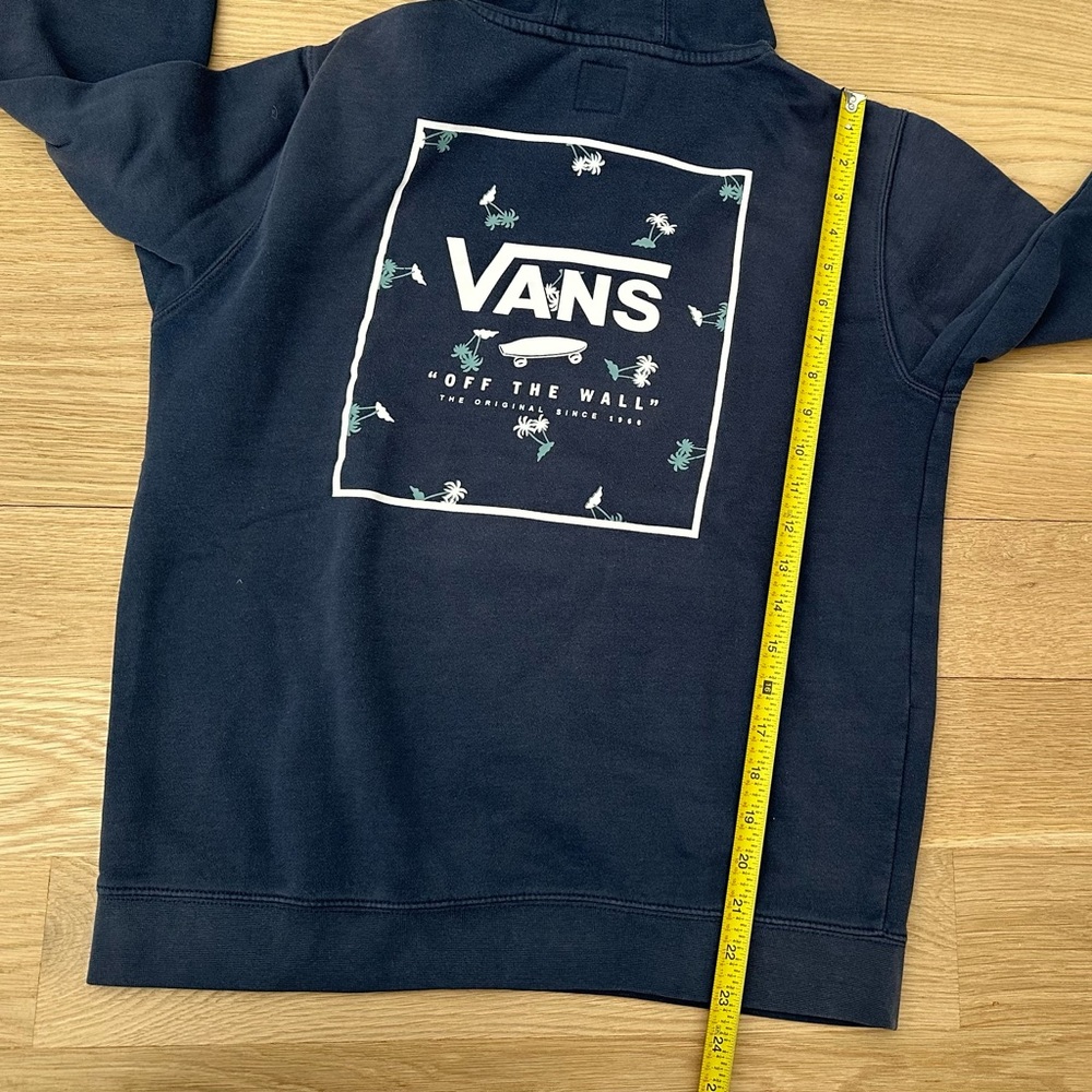 Vans off the Wall Graphic Sweatshirt Logo Navy Blue youth Hoodie XL